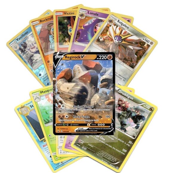 50 POKEMON CARDS Assorted Lot 1 V card & 5 HOLOS Guaranteed! GREAT FOR KIDS! - Picture 3 of 5